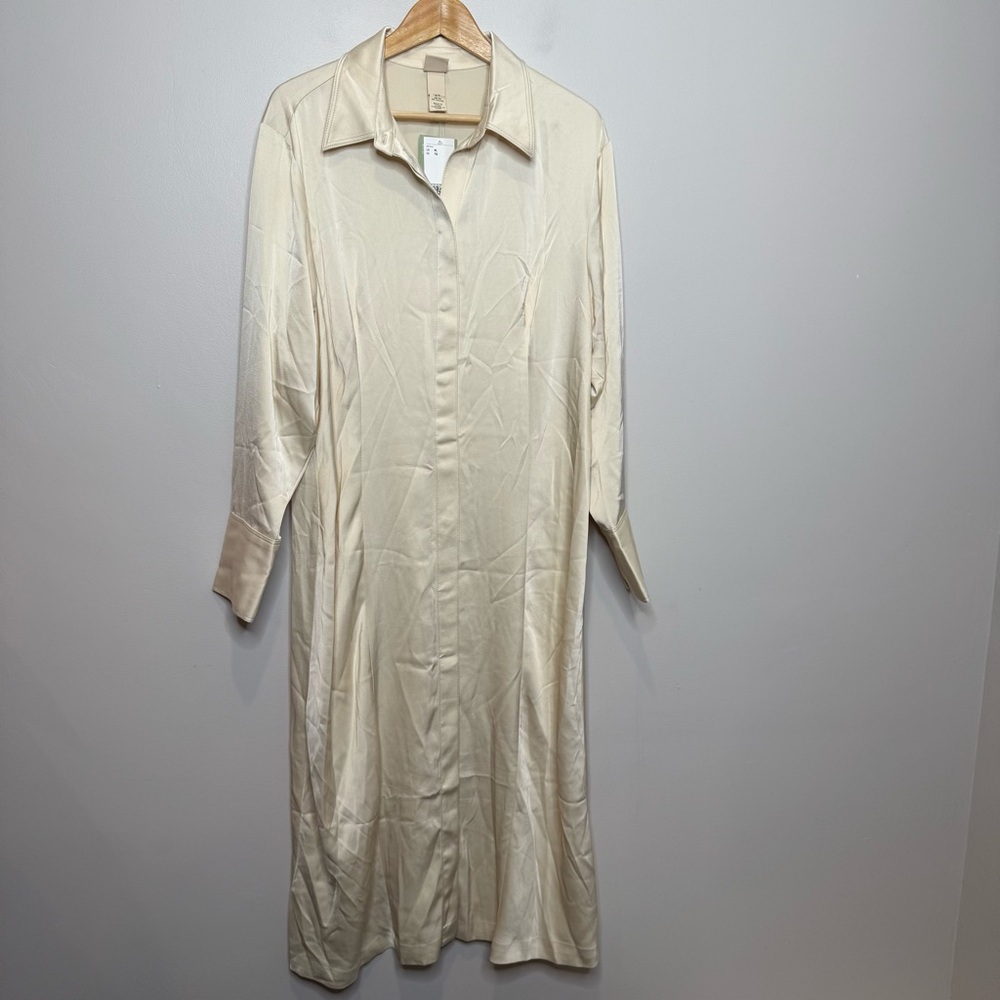 H&M Light Cream Midi Shirt Dress